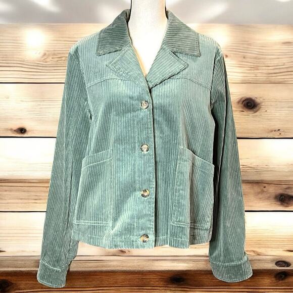 Avec Les Filles Tegan Sage Green Corduroy Shirt Jacket  Size XL Cotton Stretch - Picture 1 of 11